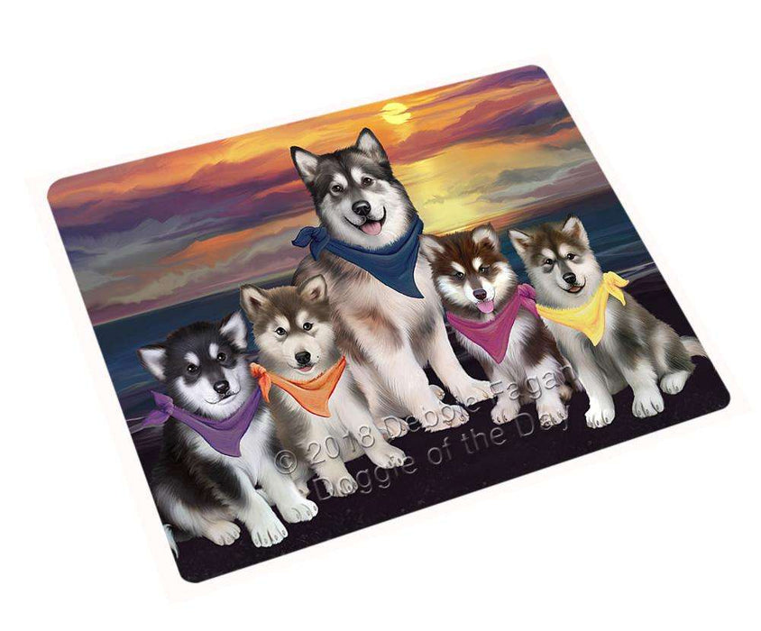 Family Sunset Portrait Alaskan Malamutes Dog Blanket BLNKT68124