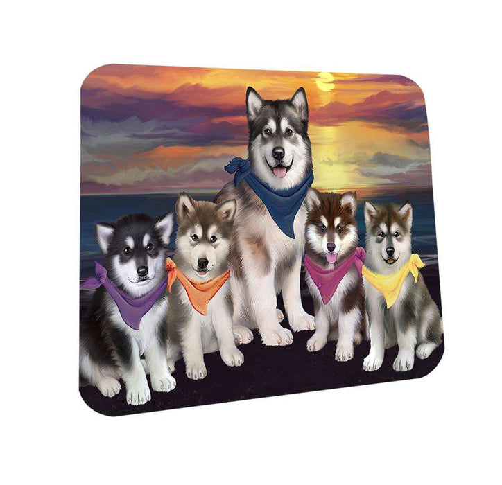 Family Sunset Portrait Alaskan Malamutes Dog Coasters Set of 4 CST50180
