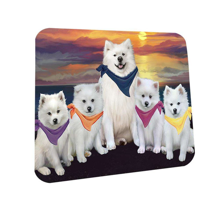 Family Sunset Portrait American Eskimos Dog Coasters Set of 4 CST50181