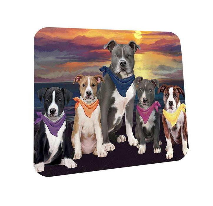 Family Sunset Portrait American Staffordshire Terriers Dog Coasters Set of 4 CST52436