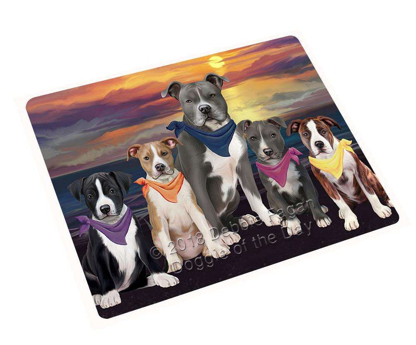 Family Sunset Portrait American Staffordshire Terriers Dog Cutting Board C61524
