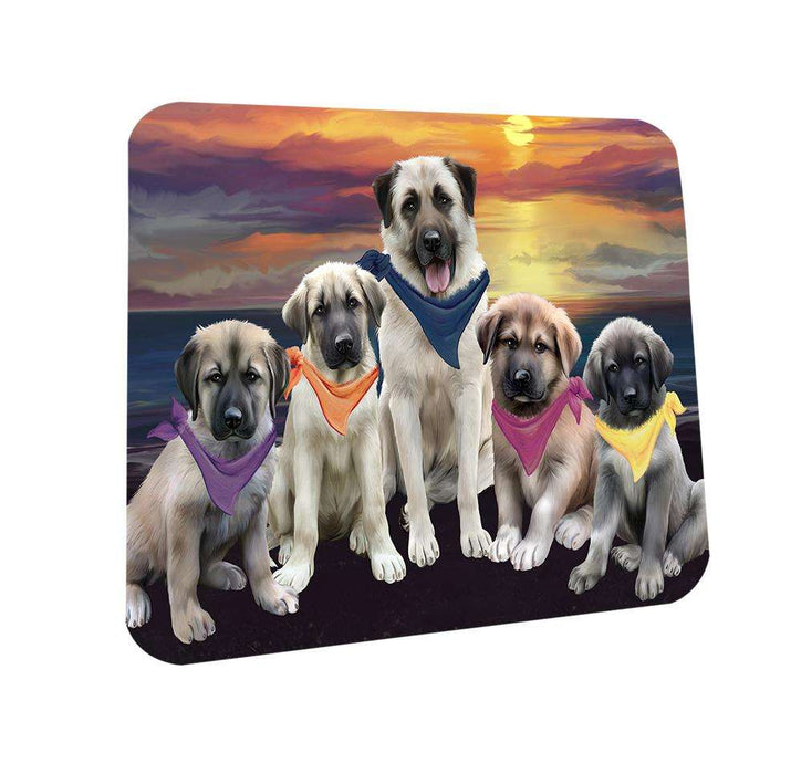 Family Sunset Portrait Anatolian Shepherds Dog Coasters Set of 4 CST50182