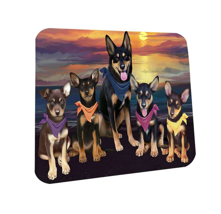 Family Sunset Portrait Australian Kelpies Dog Coasters Set of 4 CST50184