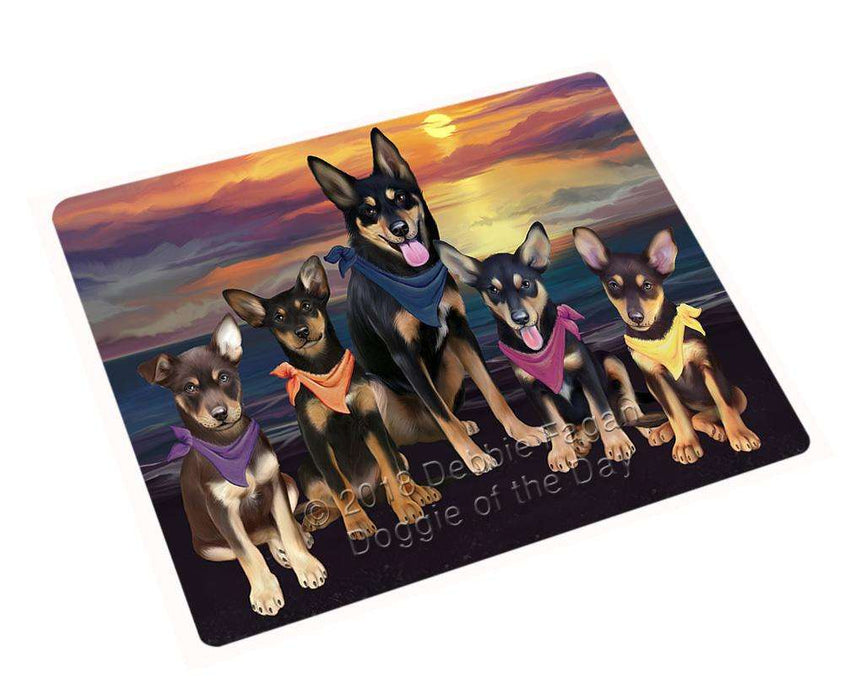 Family Sunset Portrait Australian Kelpies Dog Cutting Board C54717