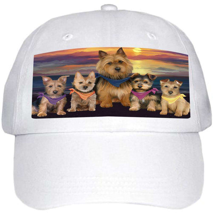 Family Sunset Portrait Australian Terriers Dog Ball Hat Cap HAT61167