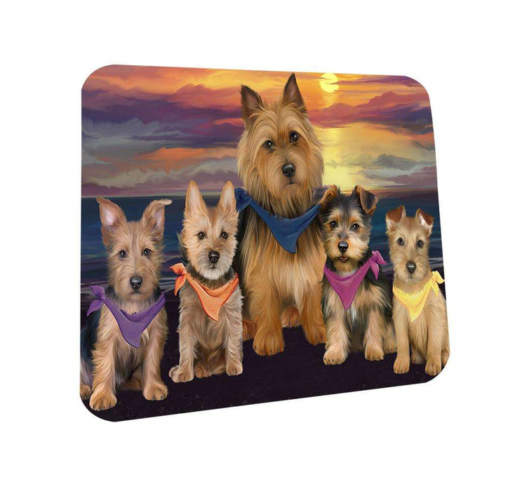 Family Sunset Portrait Australian Terriers Dog Coasters Set of 4 CST52437