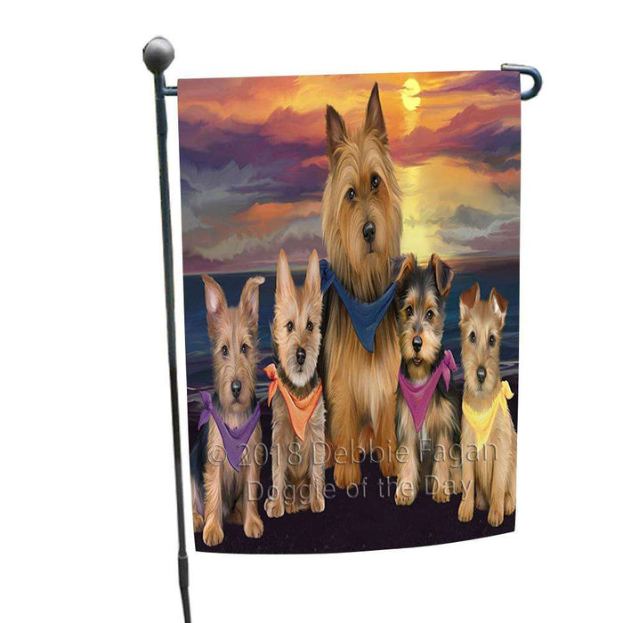 Family Sunset Portrait Australian Terriers Dog Garden Flag GFLG52423