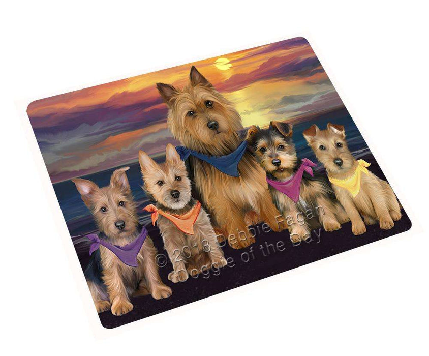 Family Sunset Portrait Australian Terriers Dog Large Refrigerator / Dishwasher Magnet RMAG75054