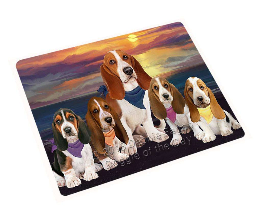 Family Sunset Portrait Basset Hounds Dog Blanket BLNKT68178