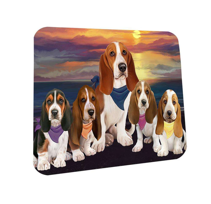 Family Sunset Portrait Basset Hounds Dog Coasters Set of 4 CST50186