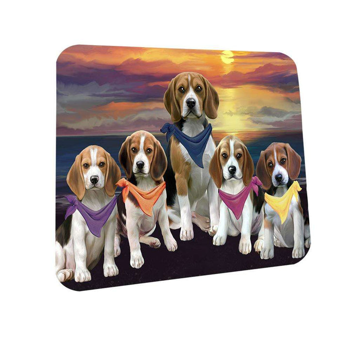 Family Sunset Portrait Beagles Dog Coasters Set of 4 CST50187