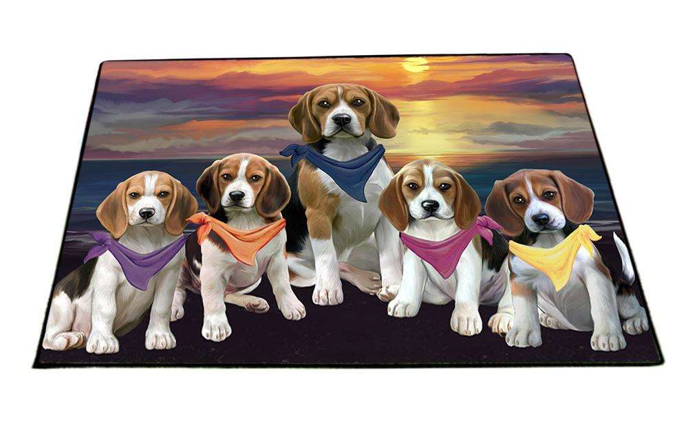 Family Sunset Portrait Beagles Dog Floormat FLMS50424