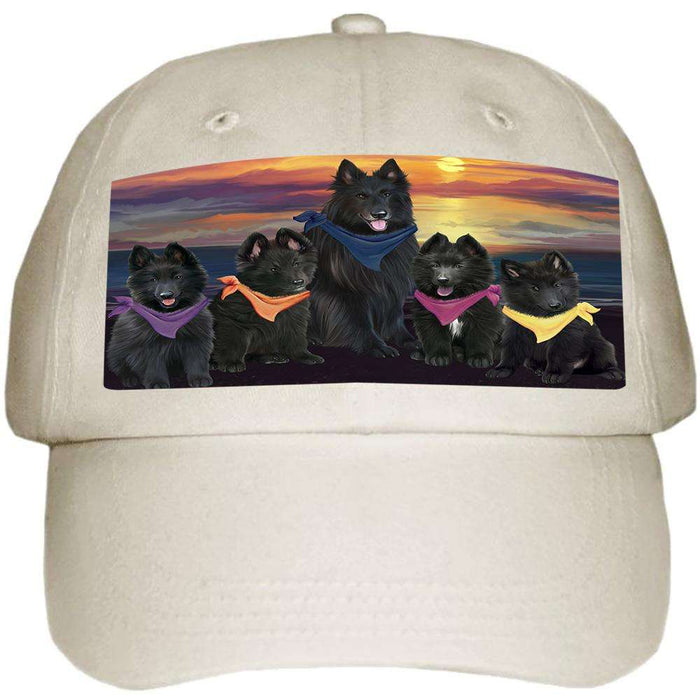 Family Sunset Portrait Belgian Shepherds Dog Ball Hat Cap HAT54438