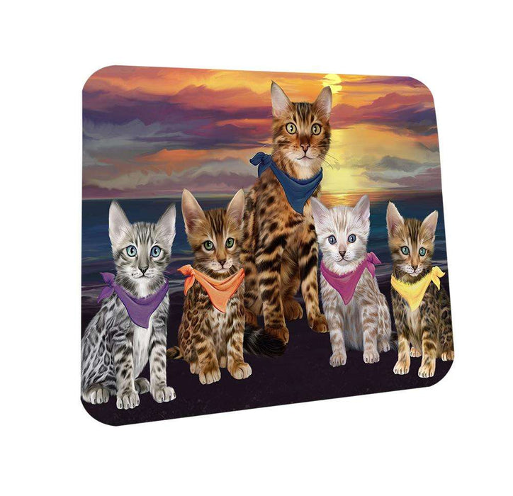 Family Sunset Portrait Bengal Cats Coasters Set of 4 CST52438