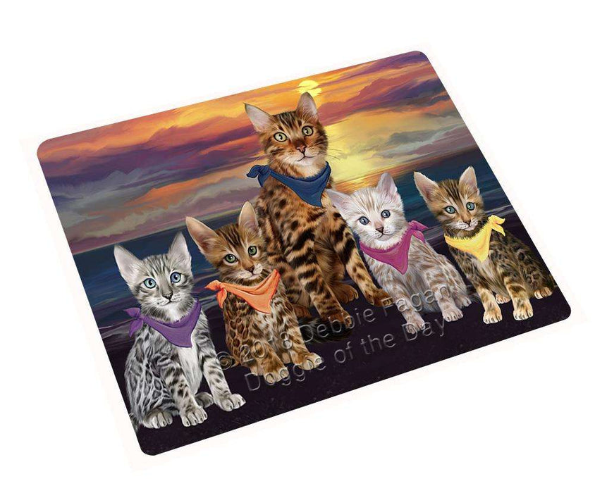 Family Sunset Portrait Bengal Cats Cutting Board C61530