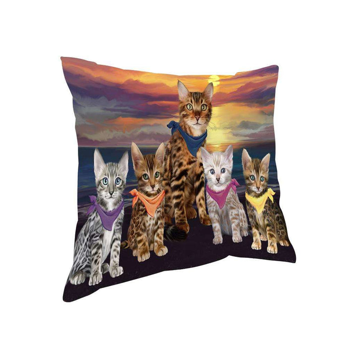 Family Sunset Portrait Bengal Cats Pillow PIL66072