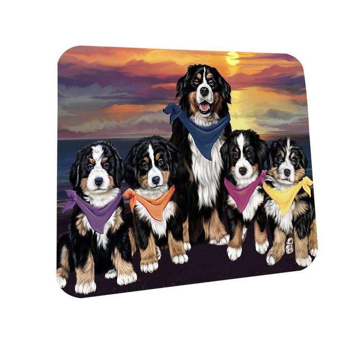 Family Sunset Portrait Bernese Mountain Dogs Coasters Set of 4 CST50189