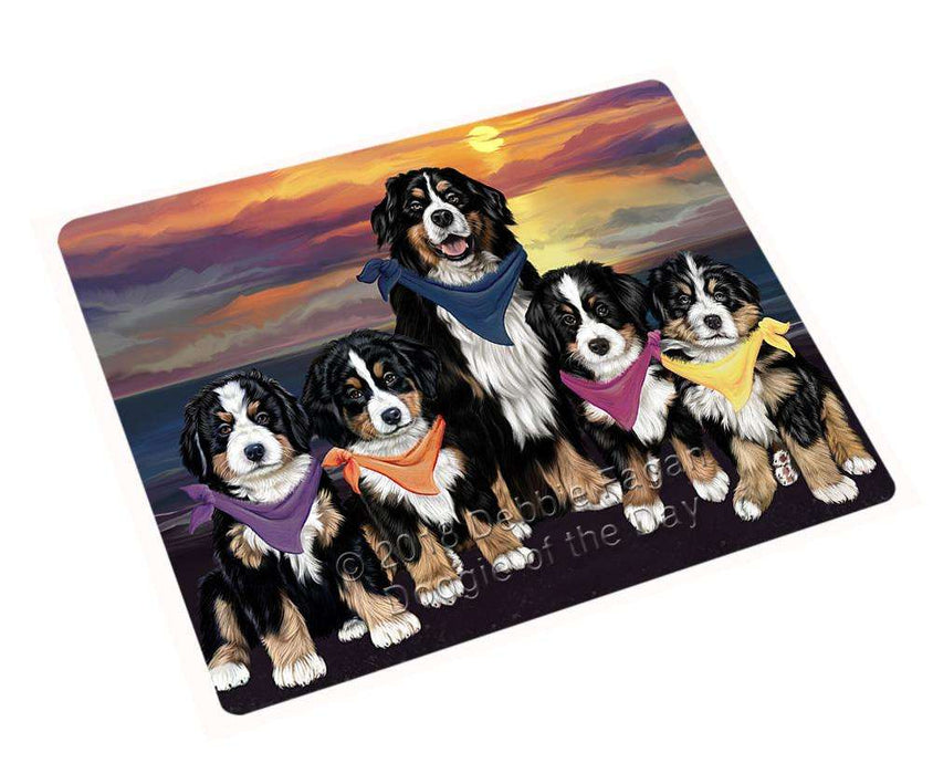Family Sunset Portrait Bernese Mountain Dogs Cutting Board C54732