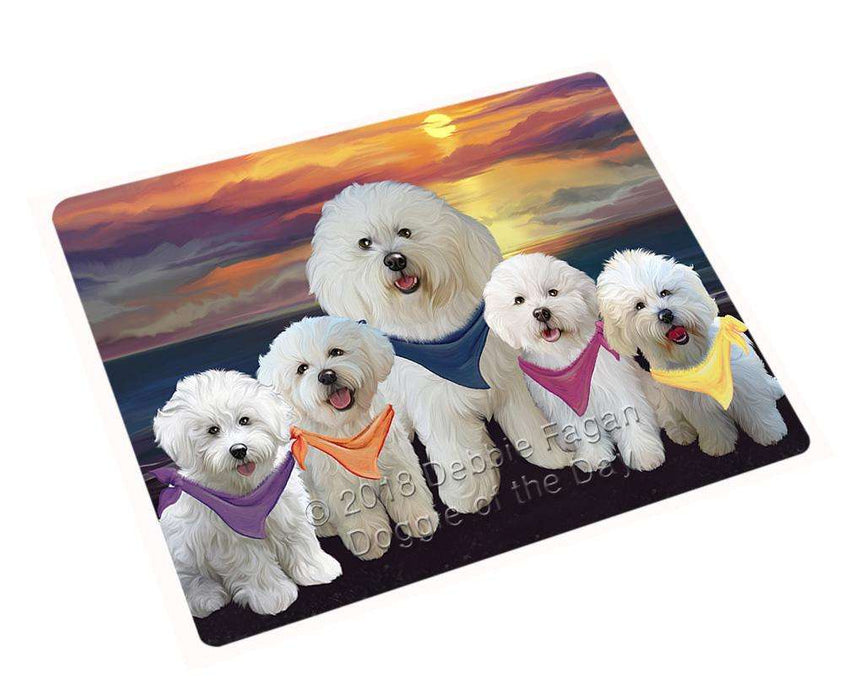 Family Sunset Portrait Bichon Frises Dog Blanket BLNKT68214