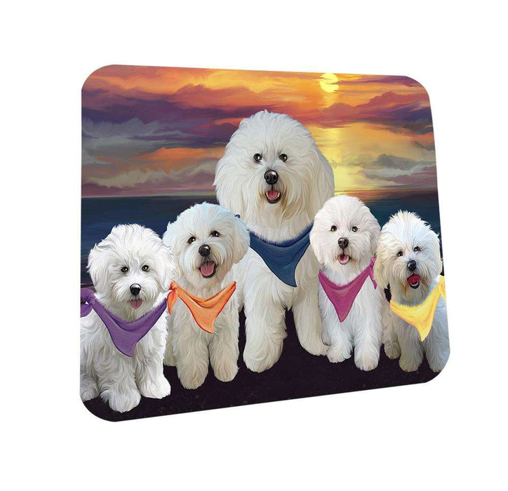 Family Sunset Portrait Bichon Frises Dog Coasters Set of 4 CST50190