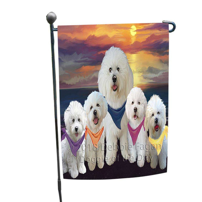 Family Sunset Portrait Bichon Frises Dog Garden Flag GFLG50118