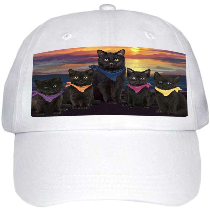 Family Sunset Portrait Black Cats Ball Hat Cap HAT61176