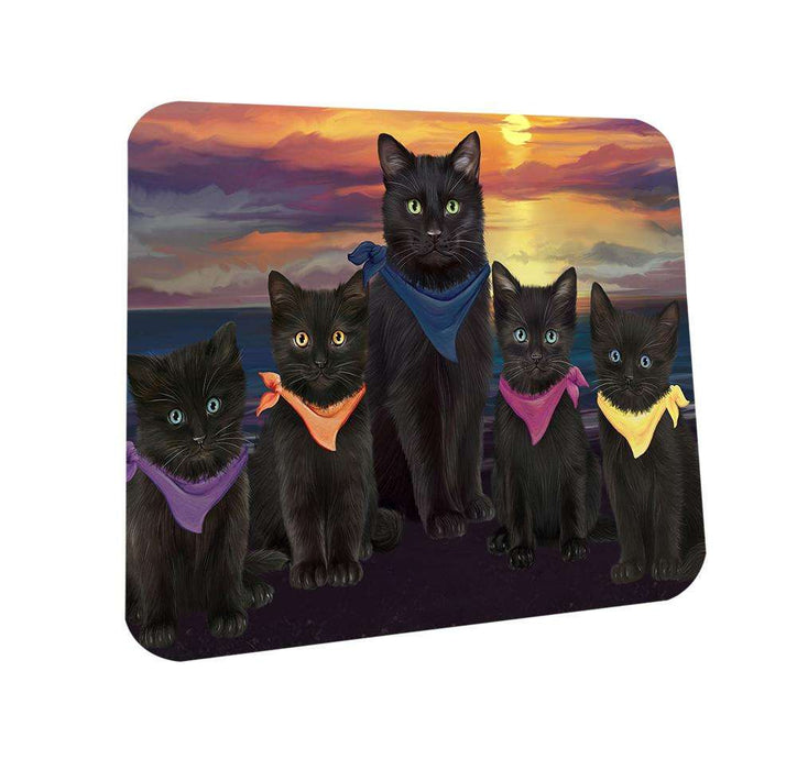 Family Sunset Portrait Black Cats Coasters Set of 4 CST52440