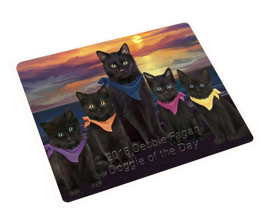 Family Sunset Portrait Black Cats Cutting Board C61536