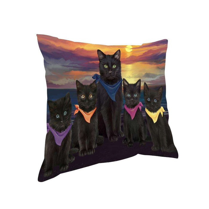 Family Sunset Portrait Black Cats Pillow PIL66080