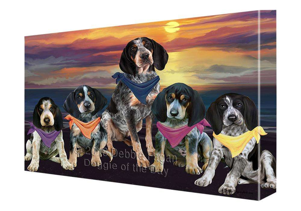 Family Sunset Portrait Bluetick Coonhounds Dog Canvas Print Wall Art Décor CVS68362