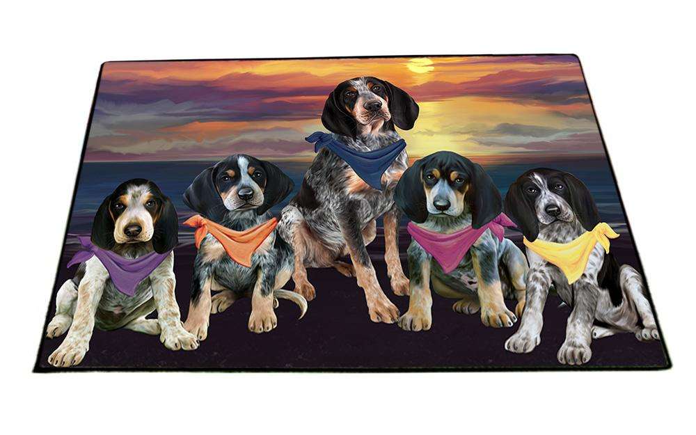 Family Sunset Portrait Bluetick Coonhounds Dog Floormat FLMS50436