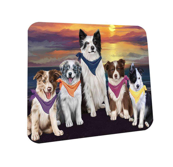 Family Sunset Portrait Border Collies Dog Coasters Set of 4 CST50192