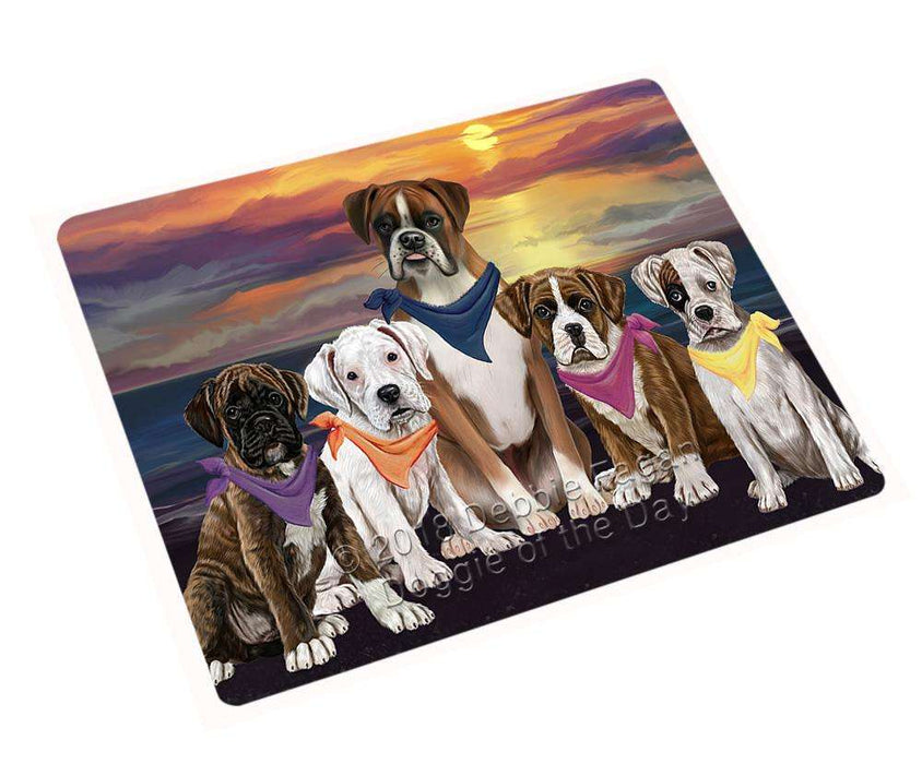 Family Sunset Portrait Boxers Dog Blanket BLNKT68250