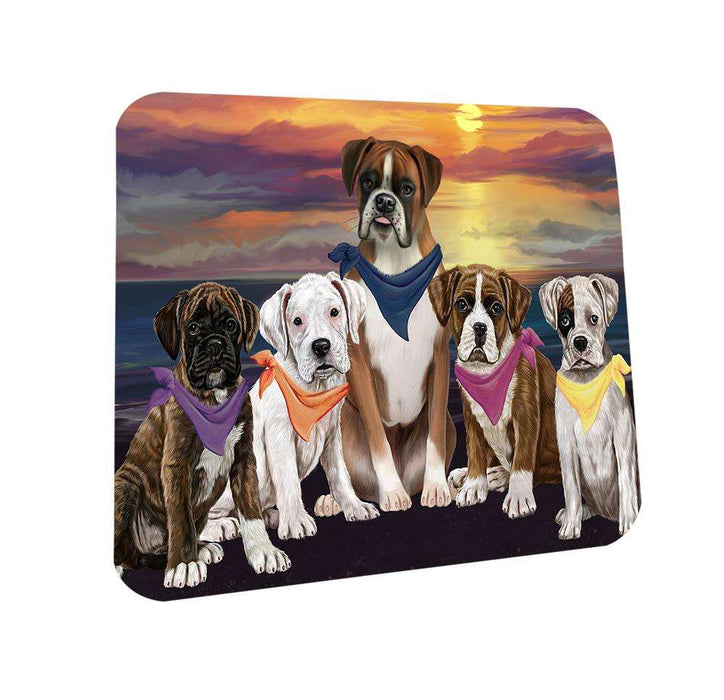 Family Sunset Portrait Boxers Dog Coasters Set of 4 CST50194