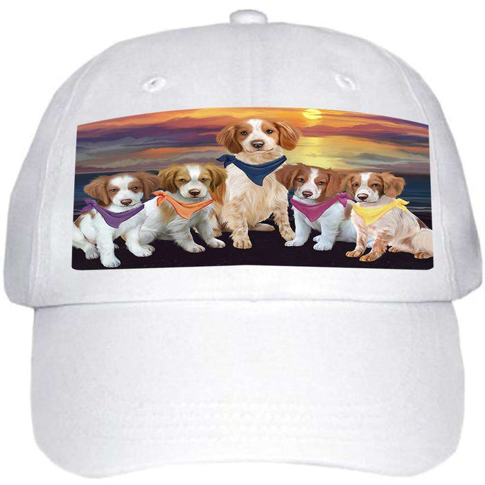 Family Sunset Portrait Brittany Spaniels Dog Ball Hat Cap HAT54459