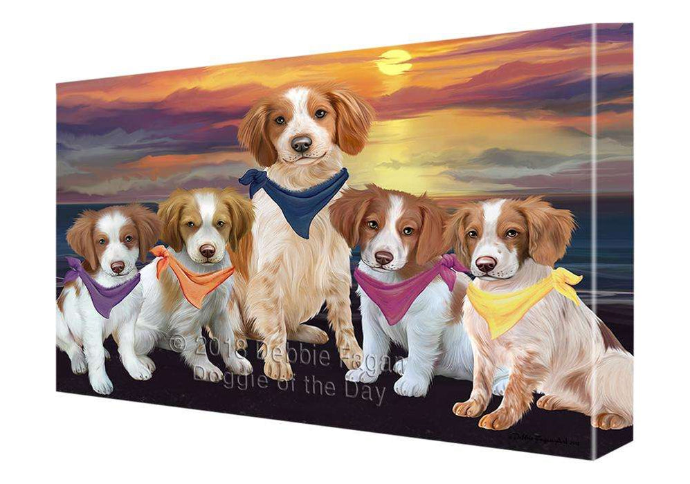 Family Sunset Portrait Brittany Spaniels Dog Canvas Print Wall Art Décor CVS68398