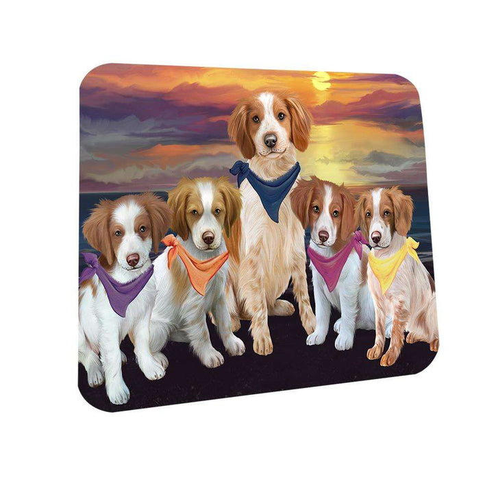 Family Sunset Portrait Brittany Spaniels Dog Coasters Set of 4 CST50195