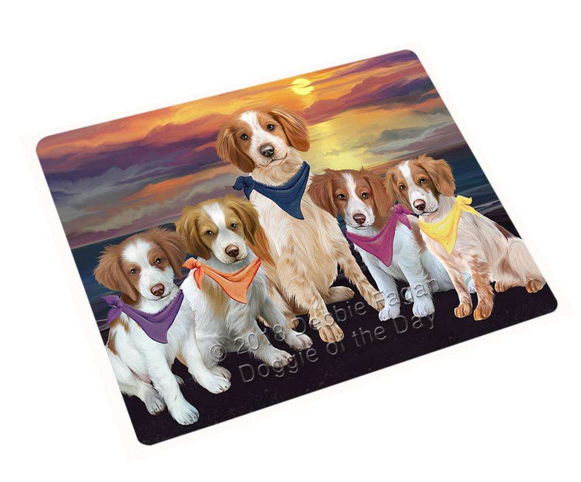Family Sunset Portrait Brittany Spaniels Dog Cutting Board C54750