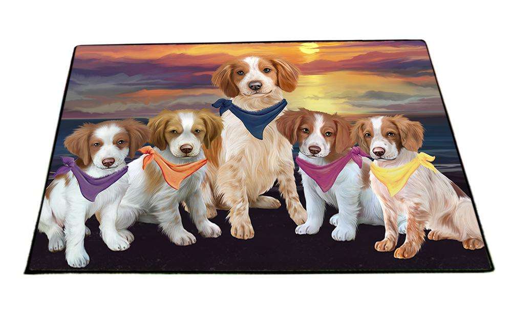 Family Sunset Portrait Brittany Spaniels Dog Floormat FLMS50448