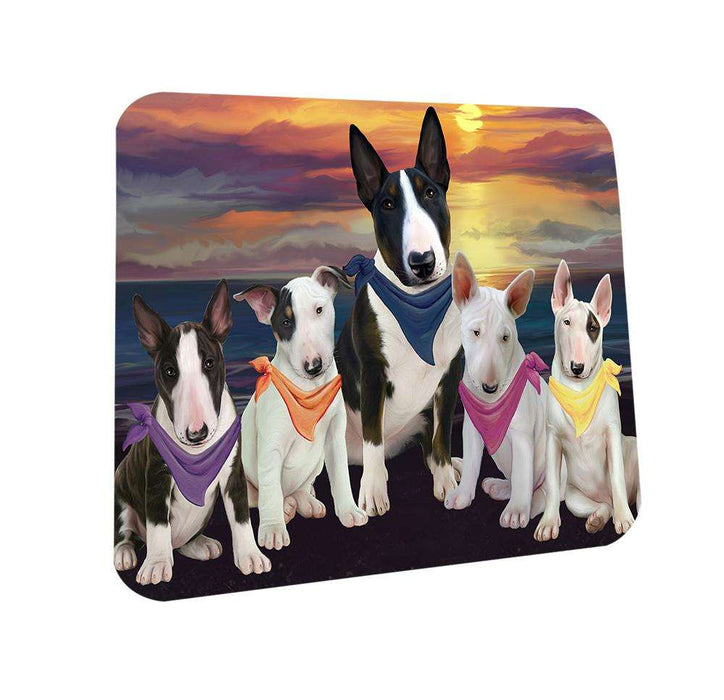 Family Sunset Portrait Bull Terriers Dog Coasters Set of 4 CST50196