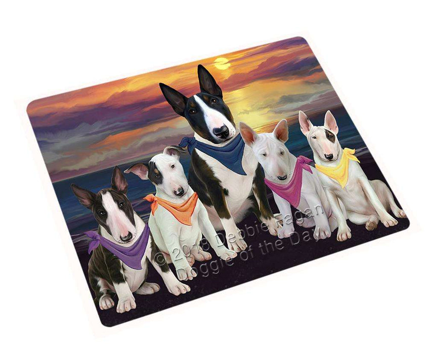 Family Sunset Portrait Bull Terriers Dog Cutting Board C54753