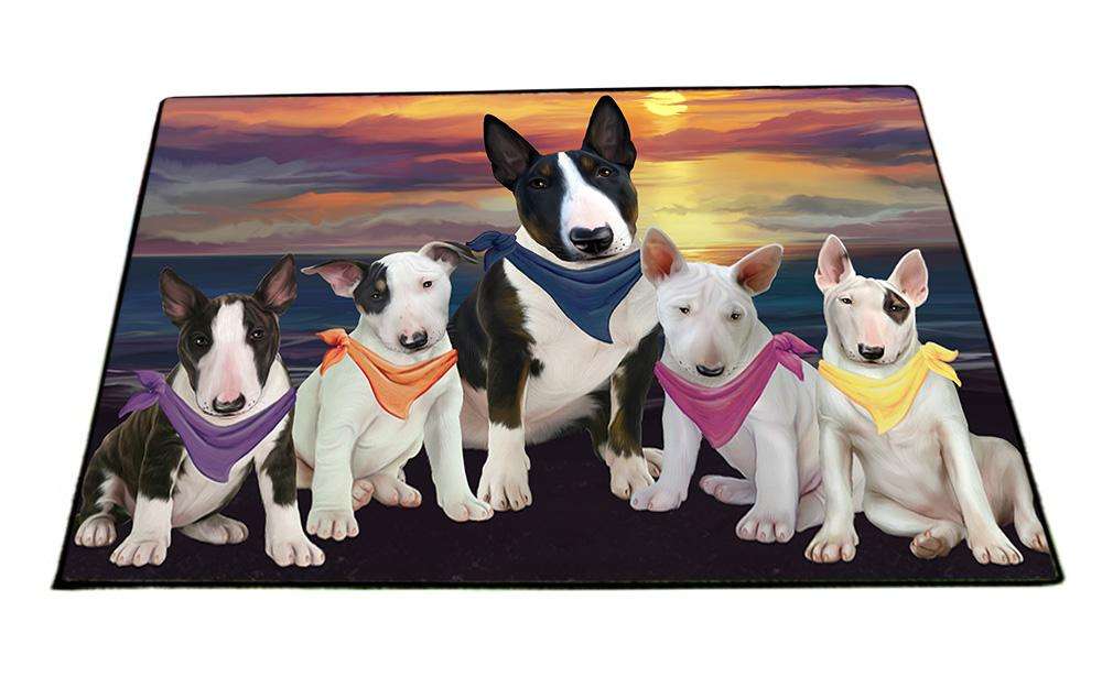 Family Sunset Portrait Bull Terriers Dog Floormat FLMS50451