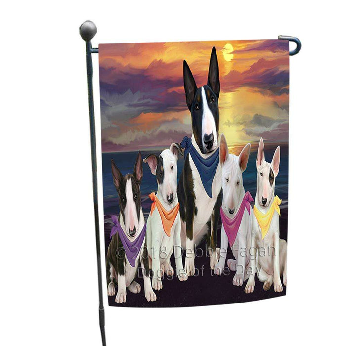 Family Sunset Portrait Bull Terriers Dog Garden Flag GFLG50124