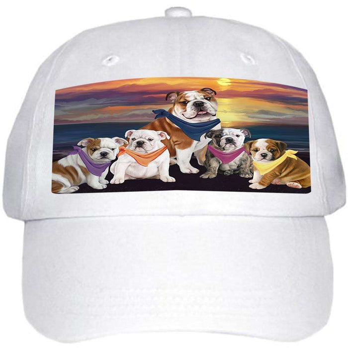 Family Sunset Portrait Bulldogs Ball Hat Cap HAT54465