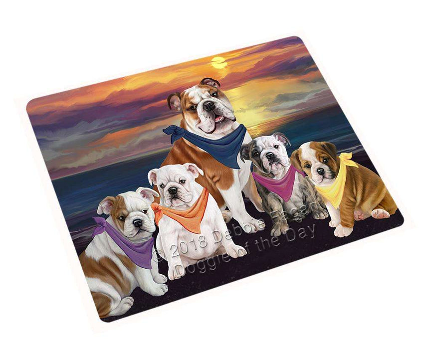 Family Sunset Portrait Bulldogs Blanket BLNKT68277