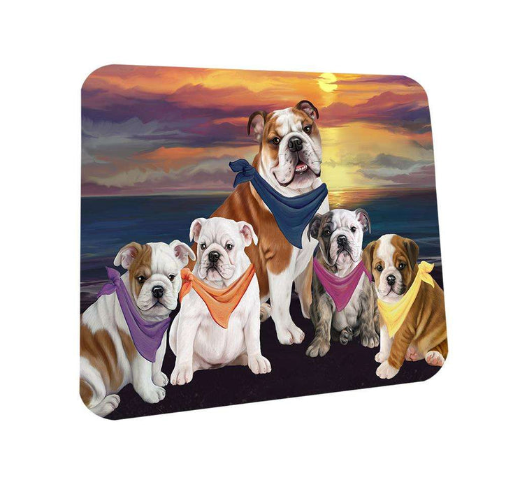 Family Sunset Portrait Bulldogs Coasters Set of 4 CST50197