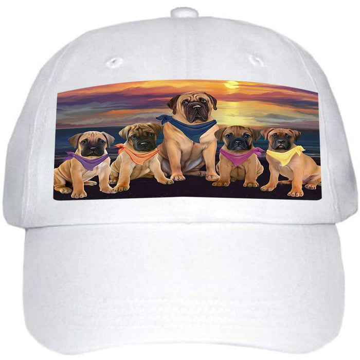 Family Sunset Portrait Bullmastiffs Dog Ball Hat Cap HAT54468