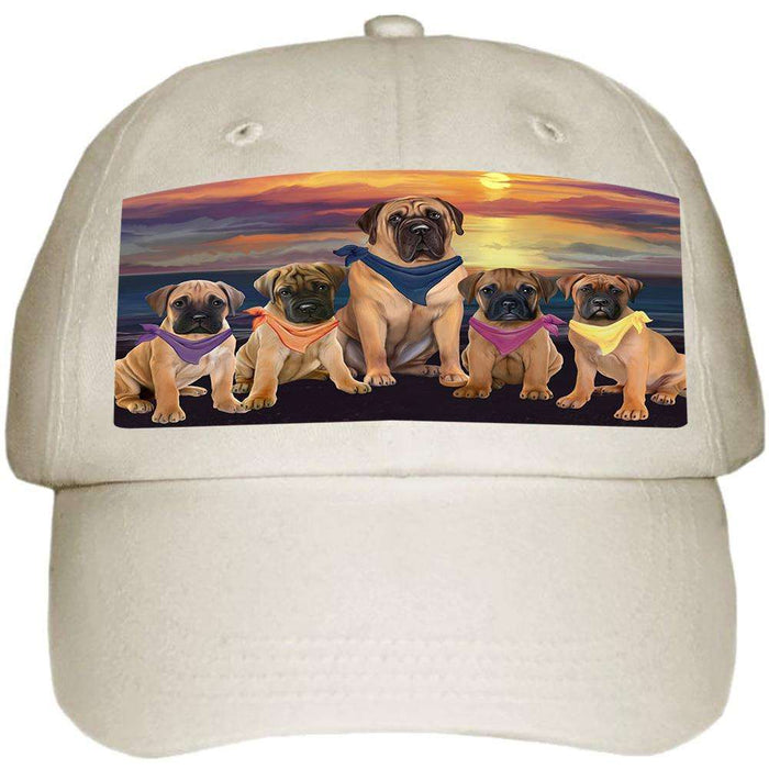 Family Sunset Portrait Bullmastiffs Dog Ball Hat Cap HAT54468