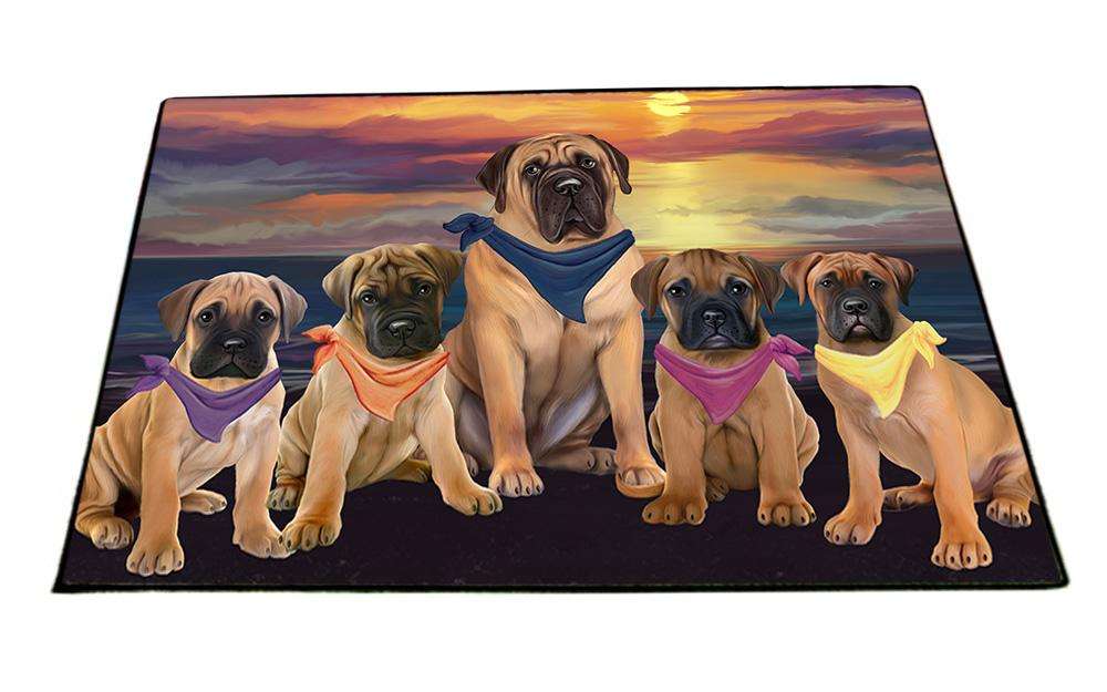 Family Sunset Portrait Bullmastiffs Dog Floormat FLMS50457