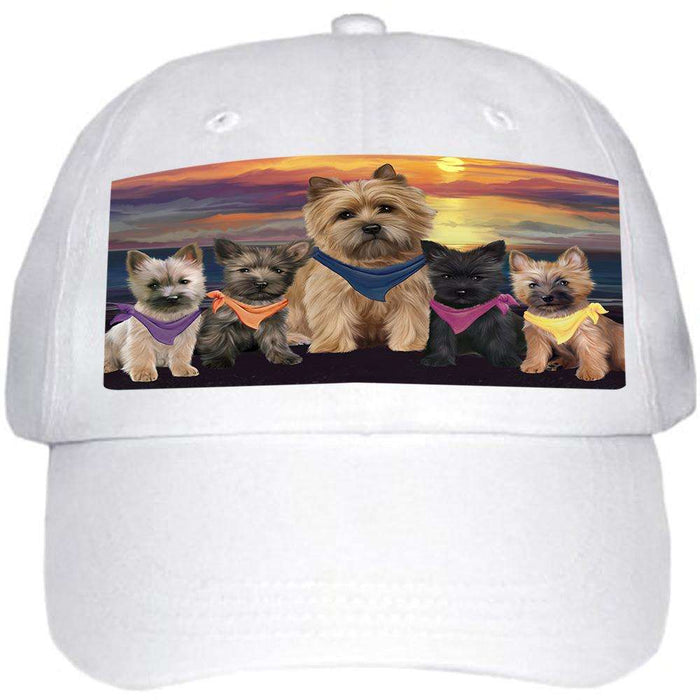 Family Sunset Portrait Cairn Terriers Dog Ball Hat Cap HAT54471